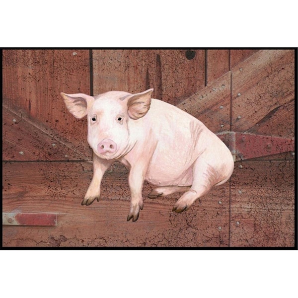 Carolines Treasures Pig at the barn door Indoor or Outdoor Mat SB3072JMAT - main